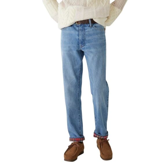 J. Crew light wash flannel lined classic straight jeans size 32 X 32 - Picture 1 of 14